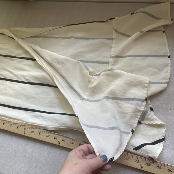 Anthropologie Sancia Jumpsuit Women Small Beige Stripe Linen Blend Wide Leg Slit - Picture 9 of 13